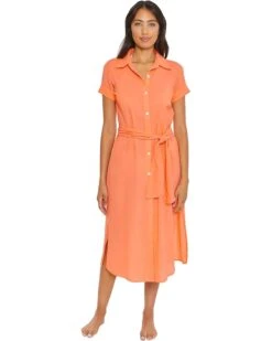 BECCA Gauzy Button-Down Shirtdress Cover-Up | Swimwear