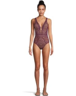 BECCA Color Play Crochet Plunge One Piece | Swimwear