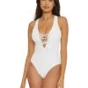 BECCA Modern Edge Gia Lace-Up Plunge One-Piece | Swimwear