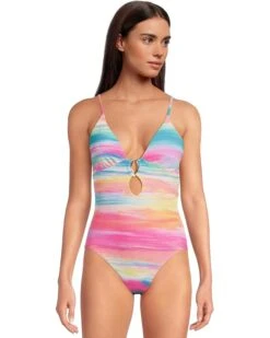 BECCA Verano Evelynn Buckle Plunge One Piece | Swimwear