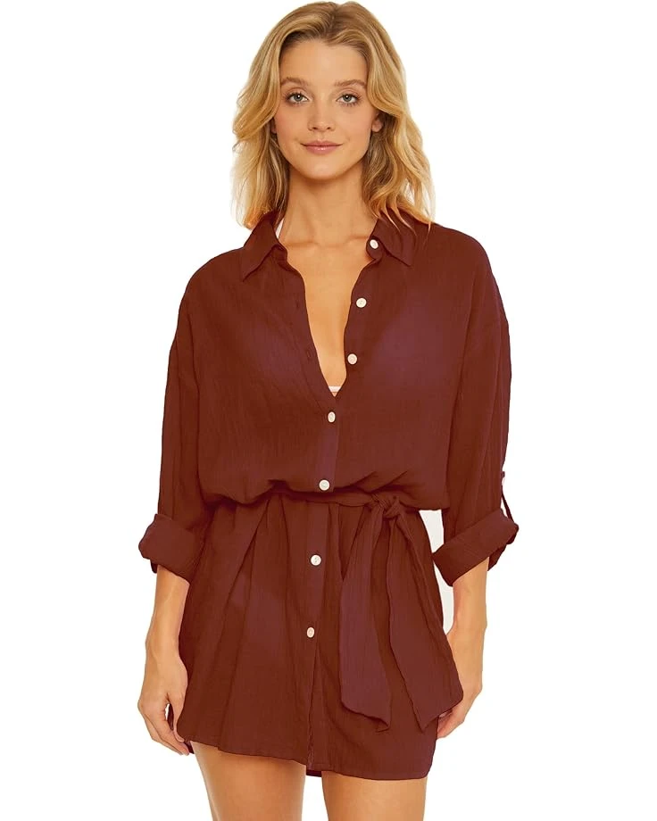 BECCA Gauzy Button Front Collared Shirtdress Cover-Up | Swimwear 3 BECCA Gauzy Button Front Collared Shirtdress Cover-Up | Swimwear