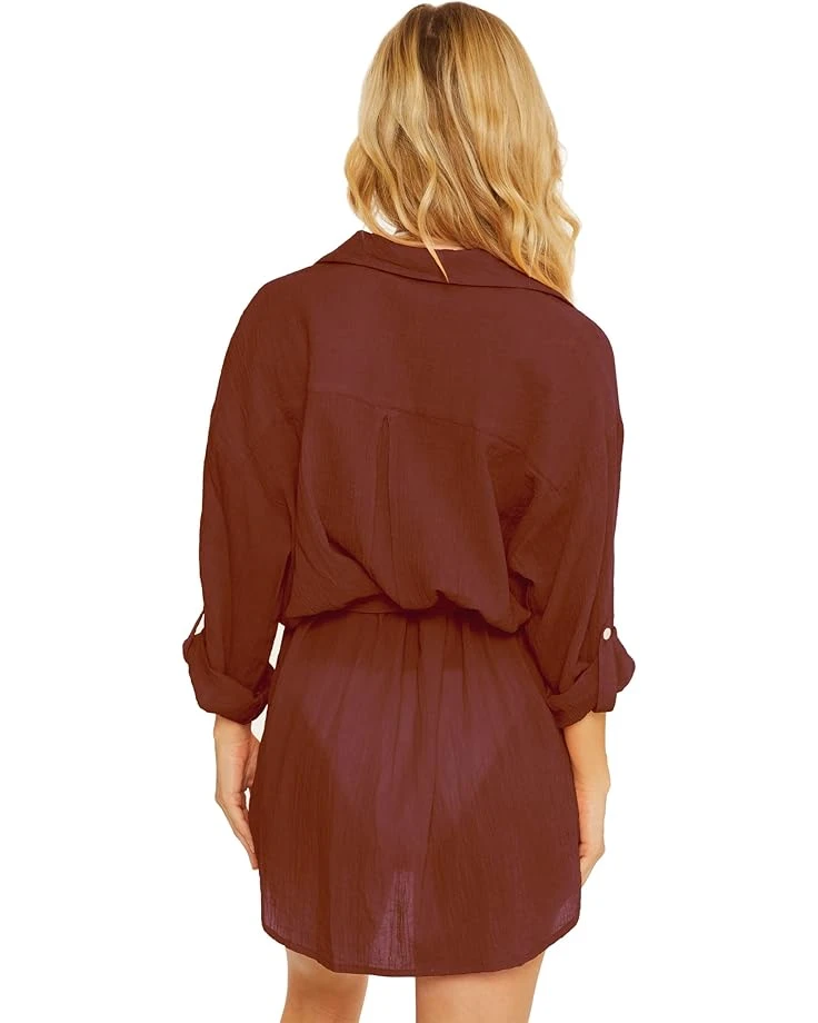 BECCA Gauzy Button Front Collared Shirtdress Cover-Up | Swimwear 4 BECCA Gauzy Button Front Collared Shirtdress Cover-Up | Swimwear - Image 2