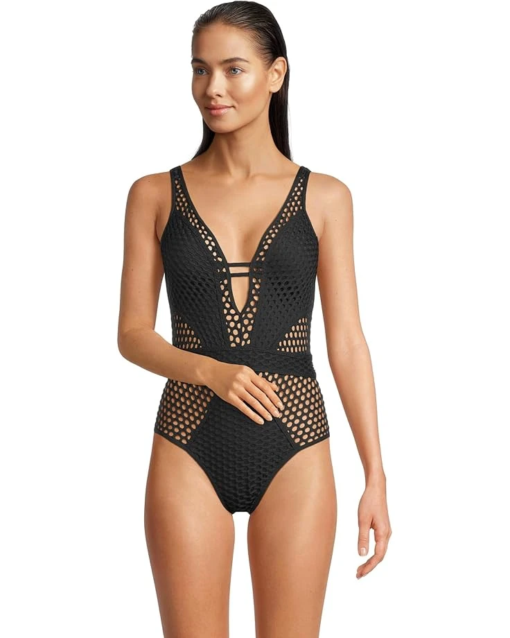 BECCA Castaway Fishnet Texture Plunge One Piece | Swimwear 7 BECCA Castaway Fishnet Texture Plunge One Piece | Swimwear - Image 5