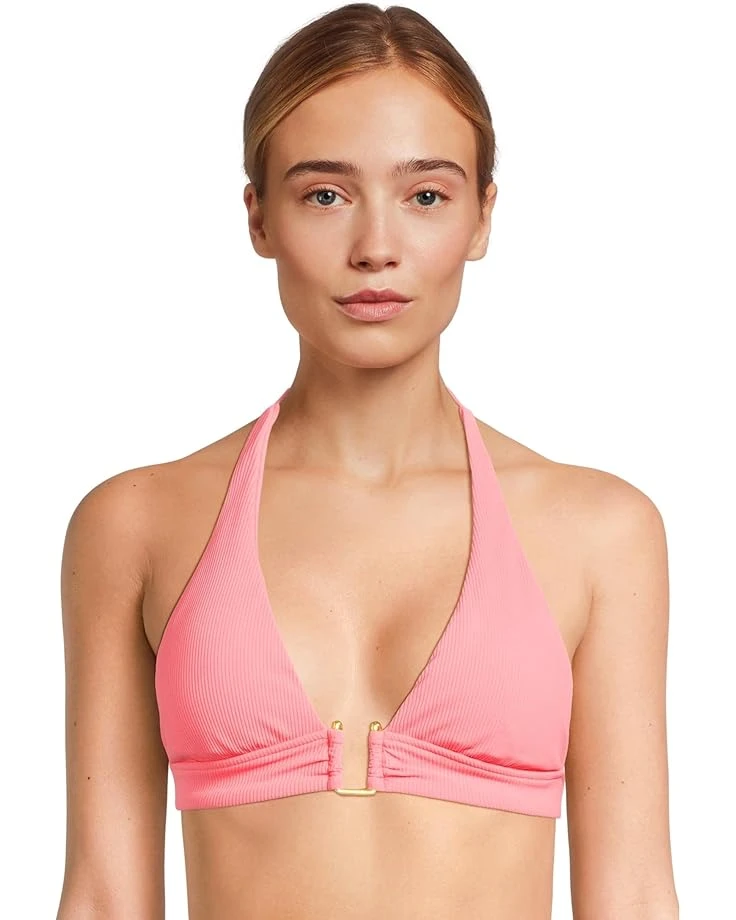 BECCA Modern Edge Rib Mira U Buckle Halter Top | Swimwear 3 BECCA Modern Edge Rib Mira U Buckle Halter Top | Swimwear